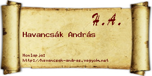 Havancsák András névjegykártya